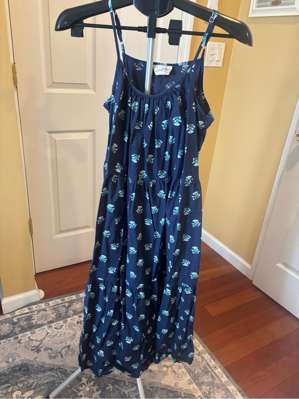 Universal Thread Navy Dress with Teal Floral Print